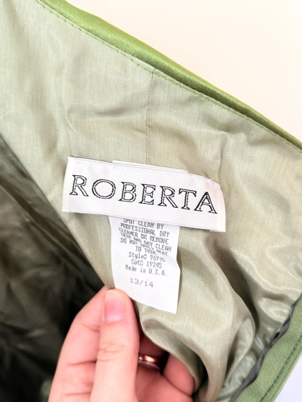 Vintage 90s Satin Slip Green Prom Dress Halter Rouched Maxi Gown Size 13/14 - Picture 5 of 17